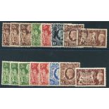 1939 HIGH VALUES M (some toning) 2/6d green (3), 5s (2), 10s ultramarine, £1 brown, from SG.476b/