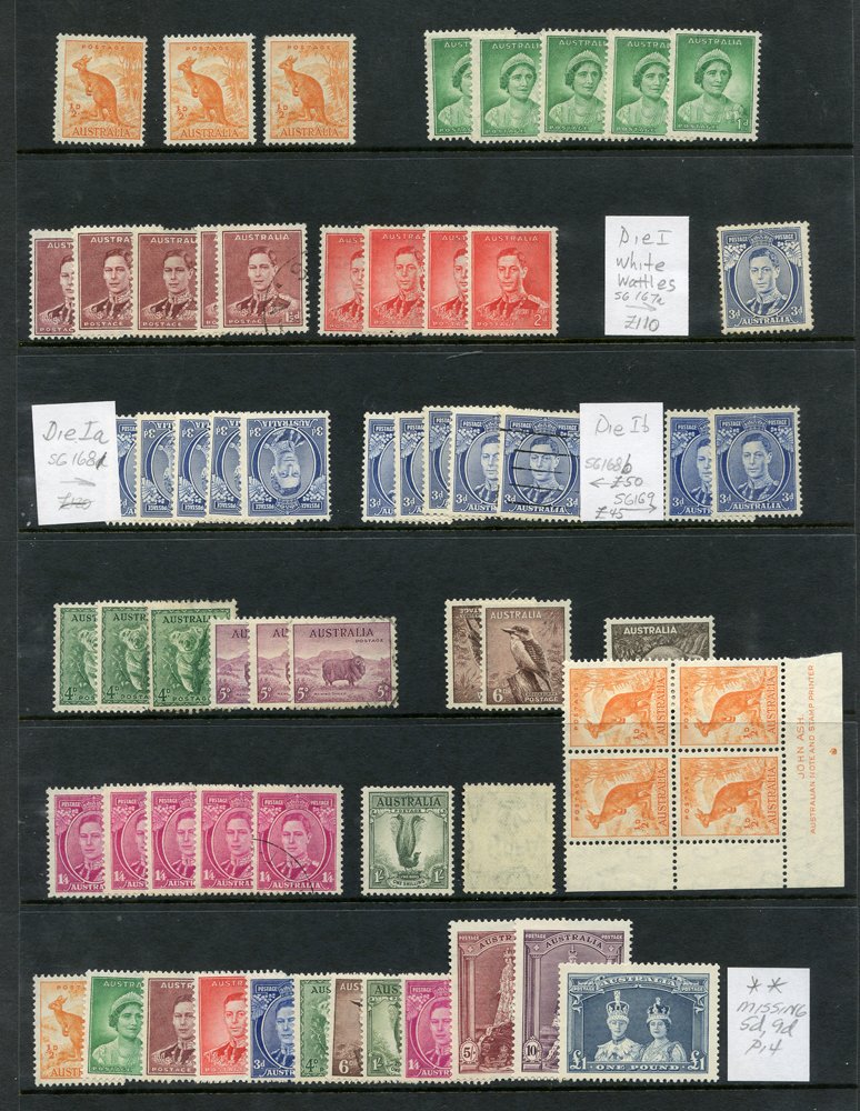 1937-49 watermarked defins on three hagner pages, mainly M with some useful UM. Noted - P.13½ x 14