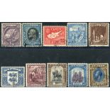 1928 Anniversary set, VFU, SG.123/132. (10) Cat. £400 Symbol:  C