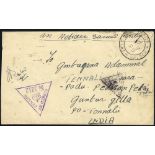 1941 O.A.S censored cover to India with two different triangular censor marks & FIELD POST OFFICE