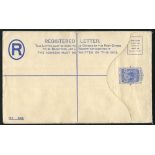 1938 KGVI 4½d registered envelope size H, unused (202 x 127mm), fair condition, R26. Symbol:  D