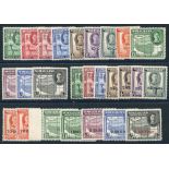 1942-51 Defin sets complete UM, SG.105/16, 125/35. (26) Cat. £100 Symbol:  A