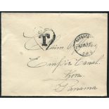 1903 2d reg envelope with added 2d franking, St. John parish cancels, 1913 to Panama, stampless