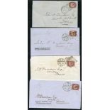 1870 ½d Bantams on covers (16), tied by various Scottish duplexes, various from Plates 4 to 14,
