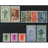 1948 Monuments Fund set UM, SG.1253/4, 1948 Anti T.B set M, SG.1255/9, 1949 King Leopold I Postage