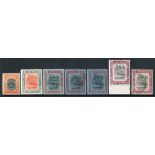 Collection on leaves, 1906 set to $1 M, also 4c line through 'B', also 'Bounce' print unused, 1907