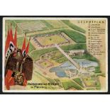 1937 card illustrated with Albert Speer's plan for the Nazi Party Rally Grounds at Nurnberg which