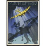 1935 Deutsche Lufthansa promotional card (not seen by us before), very collectable. (1) Symbol:  D