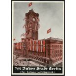 1937 700th Anniv of Founding of Berlin, two promotional cards, one coloured - unused, the other same