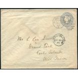 1889-99 4d (SG.57) cover to UK with 1899 2½d (SG.65) to USA, each cancelled 'TI' in bars and c.d.