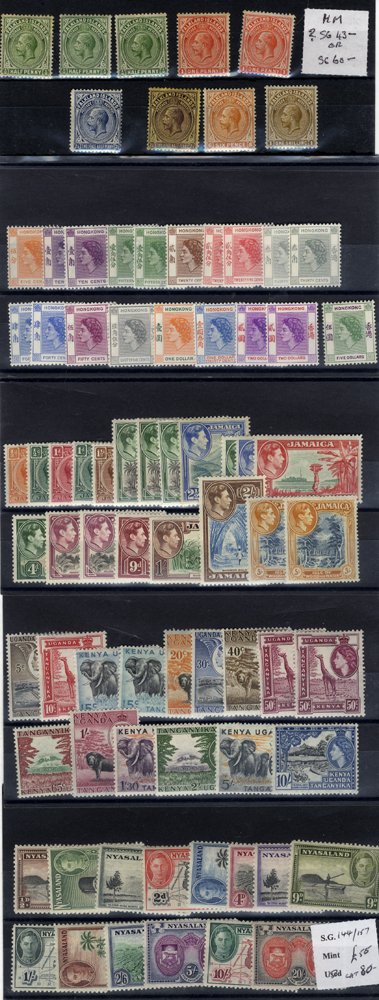 BRITISH COMMONWEALTH M & U ranges on black stock cards incl. Bahamas 1938 set + extras M (Cat. £