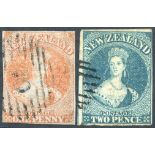 1855-58 1d Imperf Chalon on blued paper without wmk (SG.4), clear margins top & right side, tight