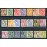 1922-29 MSCA complete set, VFU, SG.63/83. (21) Cat. £275 Symbol:  C