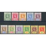 1902-05 CCA set, M (excl. 2s), SG.45/56. (11) Cat. £200+ Symbol:  J