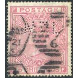 1867 Wmk Anchor 5s rose Pl.4, U with Lombard St. duplex, Perfined NZL, SG.134. Cat. £4200 Symbol: