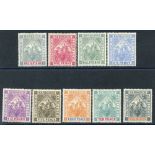 1897-98 Diamond Jubilee set M or part o.g. (some with heavy hinge remnants), SG.116/124. (9) Cat. £