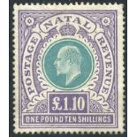 1902 CCC £1.10s green & violet M, SG.143. (1) Cat. £550.  Symbol:  J