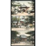 JAPAN - two Japanese wood lacquered albums containing old Japanese cards incl. prominent