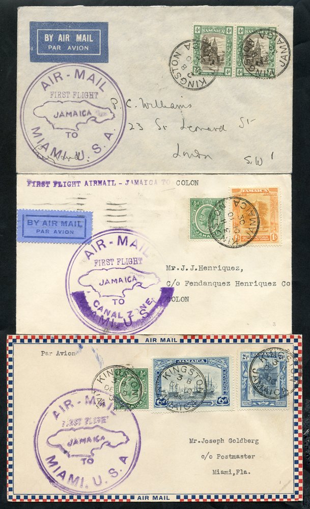 1930-49 range first flight cacheted covers (5) incl. P.A.A 1930 Kingston - Miami, another but onto