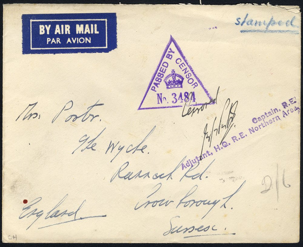 1939-later insured, reg & censored cover to India, 15c Selangor envelope, reg Kuala Lumpur, added