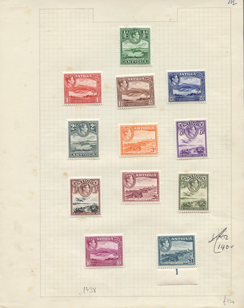 BRITISH COMMONWEALTH KGVI complete M sets comprising Antigua 1938,  Brunei 1947-51, M.E.F 1942 &