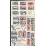 1944 S. Shetlands & Graham Land sets of 8 each on a reg envelope to Kingston, Jamaica, tied with