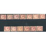 1870 Small ½d Plate 1 to 20 (excl. 9 & 14), all M & generally fresh for these, SG.48/9. (13) Cat. £