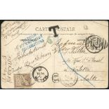 1904 PPC from Paris addressed to Valetta bearing Type Blanc 5c green, underpaid with 'T' h/stamp and