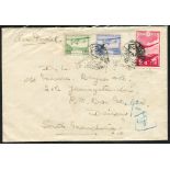 MANCHURIA 1937 airmail envelope addressed to Dairen, South Manchuria bearing 2s red (Yv 243) &