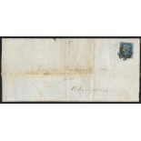 1841 April 30th entire to Abingdon, franked 2d Pl.2 II, good to large margins, tied black MC.