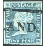 1848-59 Intermediate impression 2d deep blue used by part framed rectangular cancel, four good