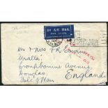 AUSTRALIA 1939 reverse sealed G.R Returned Letter Section London label, obverse cachet SALVAGED