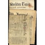 1865-1926 Newspapers & wrappers - interesting group incl. 1865 Darlington & Stockton Times bears