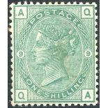 1873-80 Wmk Spray 1s green QA, fresh UM example with full o.g, SG.150, Pl.9. (1) Symbol:  A