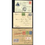 1921-47 range of first flight covers (9) incl. 1921 Oct 26th reg flown cover Almelo - Ipswich