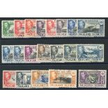 1938 KGVI Defin set VFU + couple extra, SG.146/163. (20) Cat. £225+ Symbol:  C