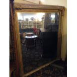 A massive 19th century gold framed overmantle mirror with acanthus leaf corners (examine).