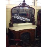 A marble topped walnut chiffonier with m