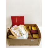 A box containing a large quantity of unsorted stamps.