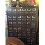 A 20th century 42 drawer metal filing cabinet.