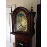 A 20th century mahogany period style longcase clock with arched dial and moonphase by Fenclocks,
