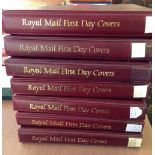 Seven Royal Mail First Day Covers albums containing a large quantity of FDC's.