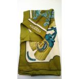 A Hermes Paris silk scarf square, decorated with Dragons,