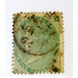 GB 1864, 1/-, SG90 used, Cat. £250.