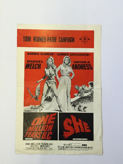 A double bill film poster: 'One Million Years B.C'. - Image 2 of 2