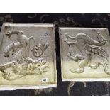 A pair of rubber relief plaster moulds for a Regal Griffin and Lion,
