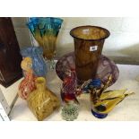 Three Art Glass Murano items together with a Davidsons Cloud glass and bowl and three other glass