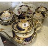 The residue of a 19th century English china gilded teaset, with all over gilt decoration,