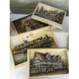 Four various Ivorex wall plaques: Shakespeare's House, Anne Hathaway's Cottage,