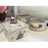 A Poole Pottery white bodied traditional Honey pot together with a Poole Pottery bowl,